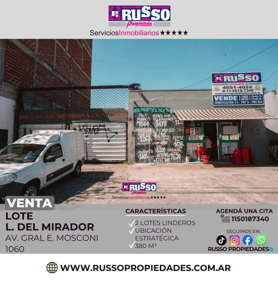 Lote en MOSCONI, AV. GRA 1000