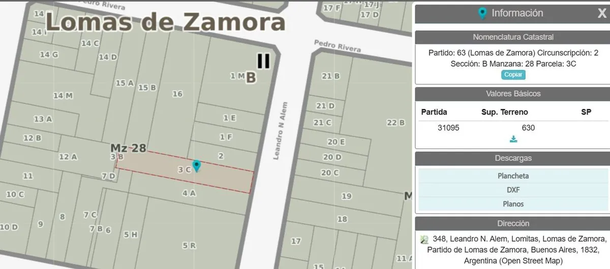 Lote en Leandro N. Alem 300