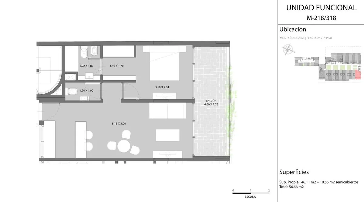 Departamento en Montañeses 2300