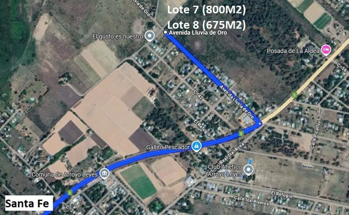 Lote en Arroyo Leyes, Av. Lluvia de Oro Ex Calle 0