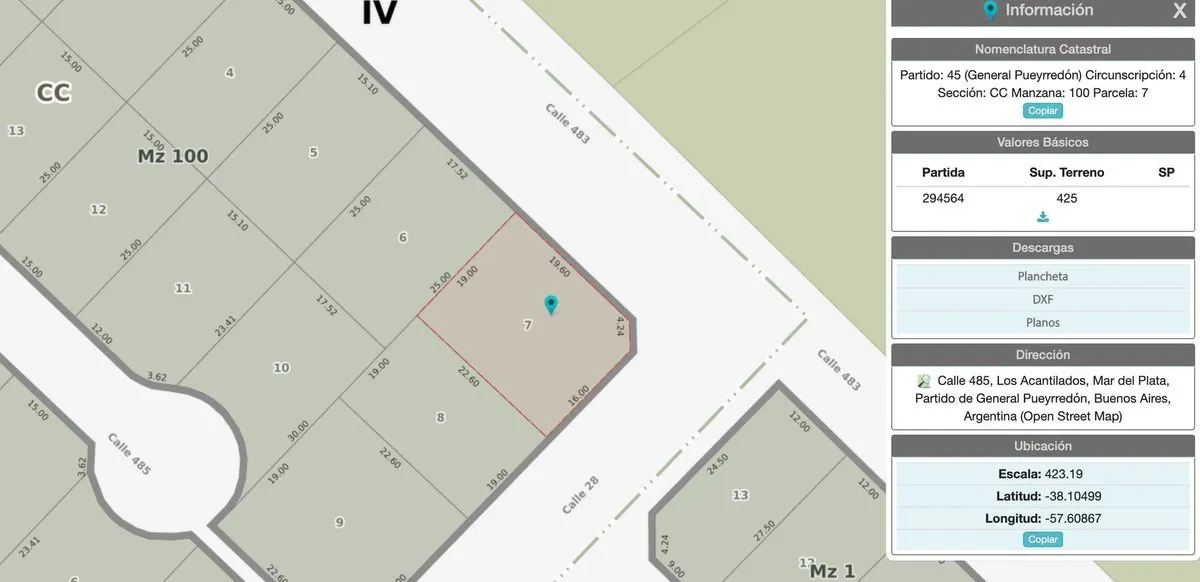 Lote en Calle 483 S/N