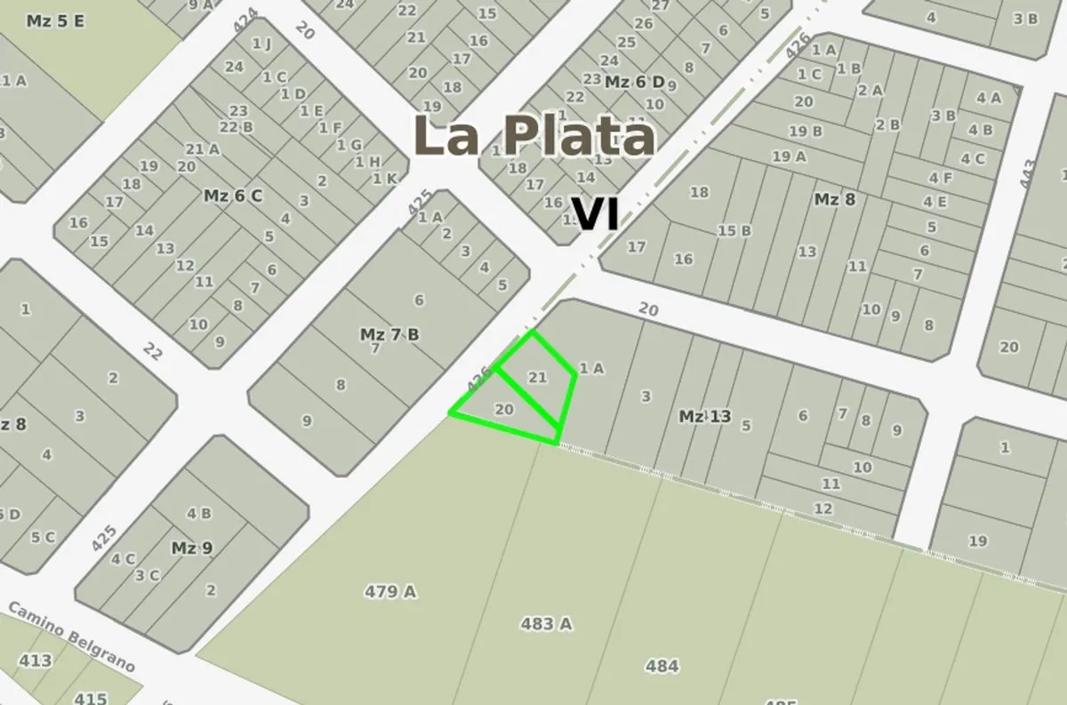 Lote en Calle 426 E/ 20 y Camino Belgrano S/N