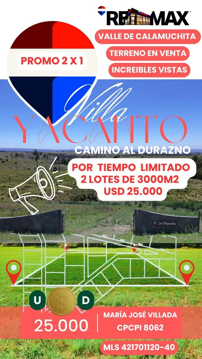 Lote en Loteo Las Bagualas, Villa Yacanto S/N