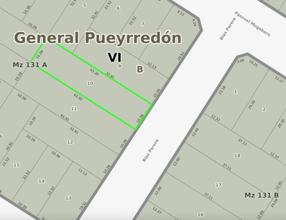 Lote en Blas Parera 1700