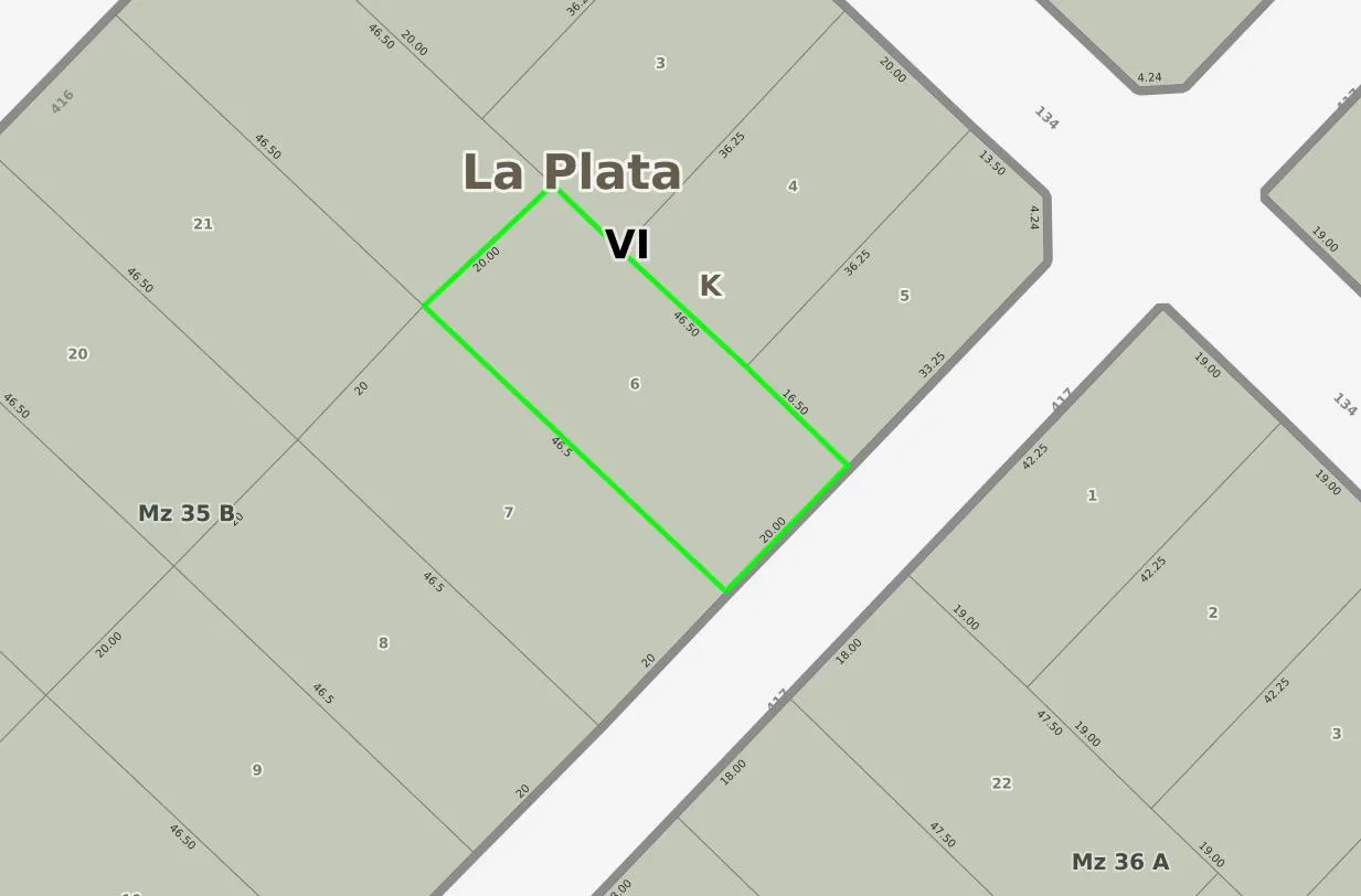 Terreno en 417 e/ 134 y 135