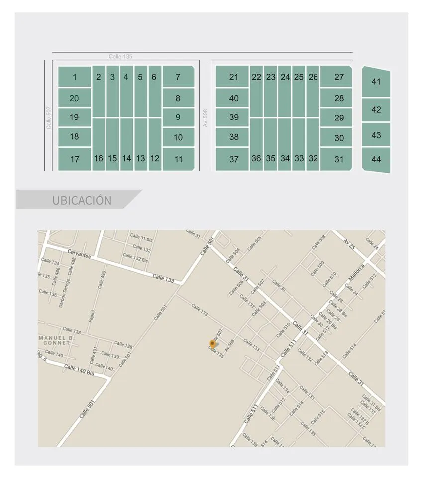 Terreno en 135 e/ 507 y 509 Lote 27
