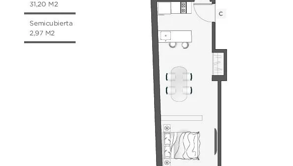 Departamento en Av. San Martín 4820 8° C Villa del Parque - Monoambiente en construcción