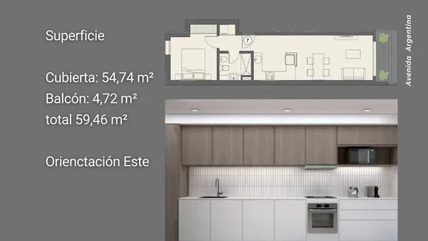Departamento en Venta - Departamento 1 Dormitorio - Tipología 7 - Av. Argentina 794 - Neuquén Capital