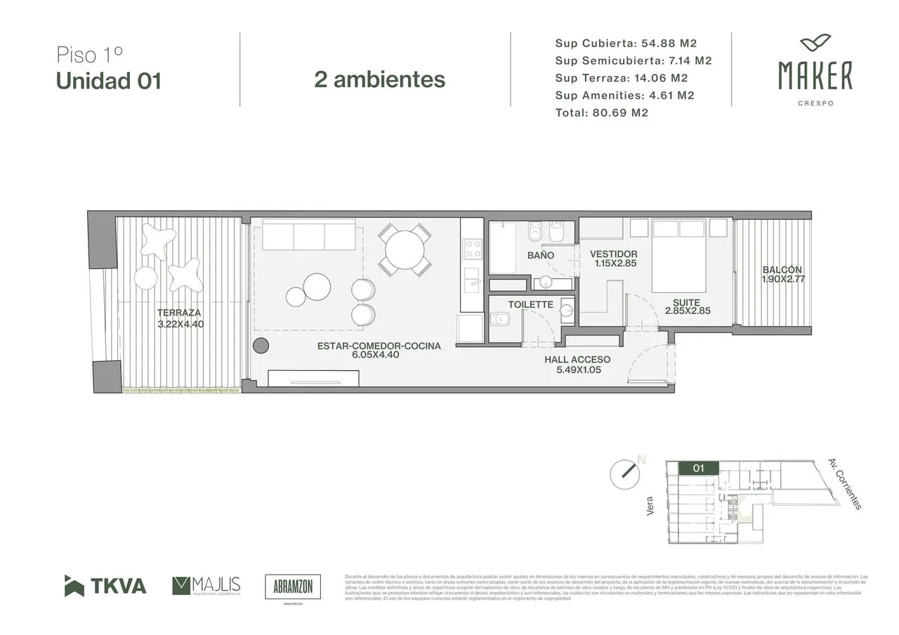 Departamento en Av. Corrientes 4800