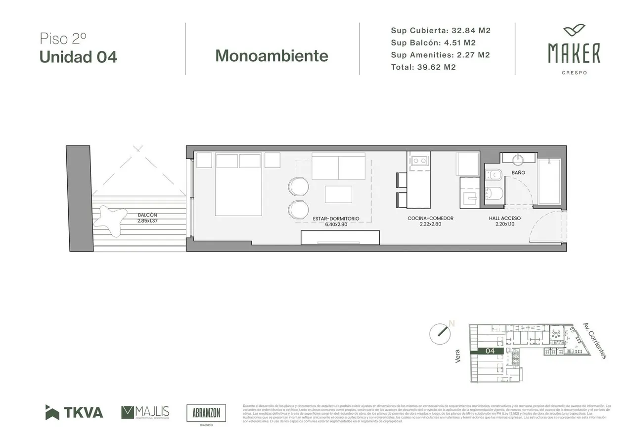 Departamento en Av. Corrientes 4800