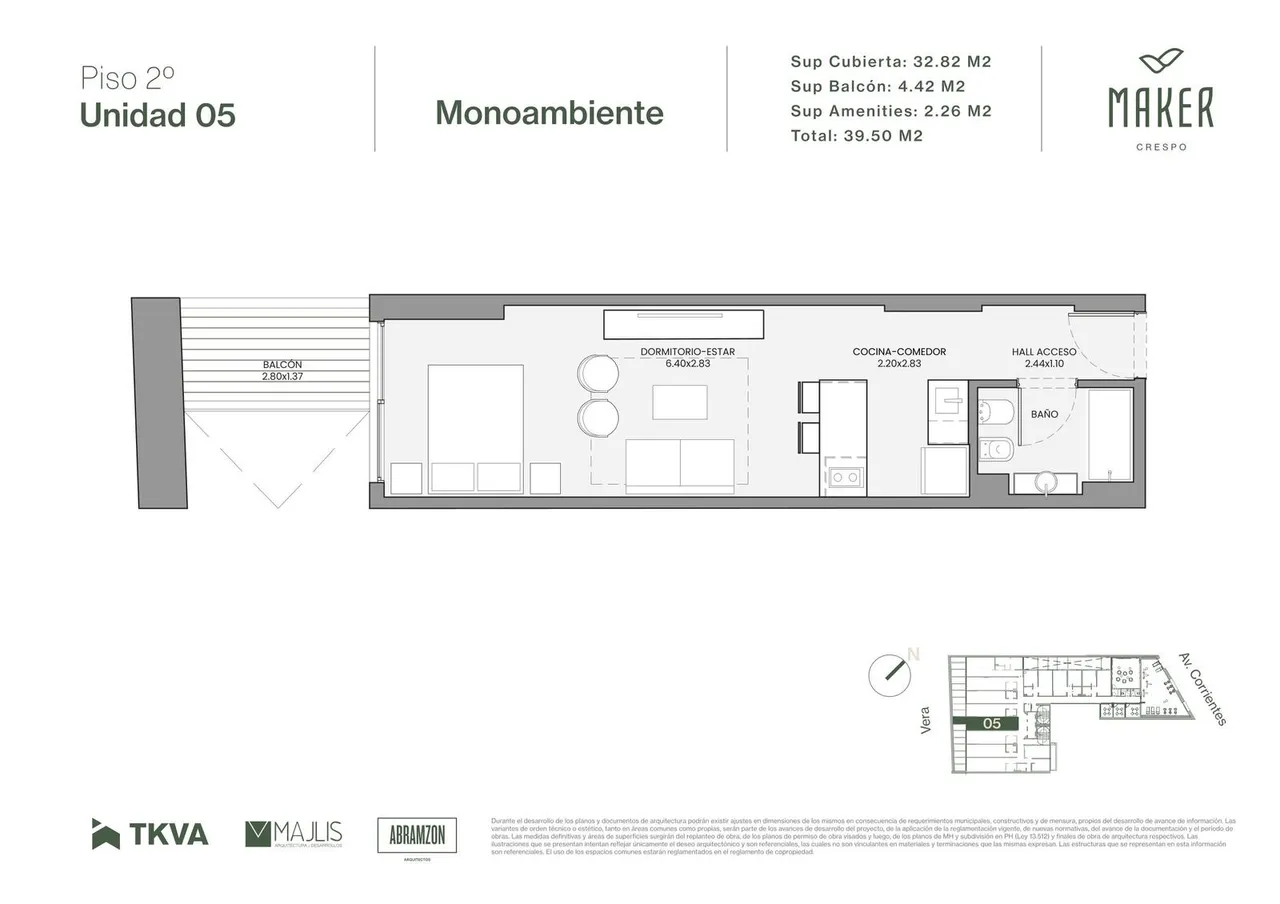 Departamento en Av. Corrientes 4800