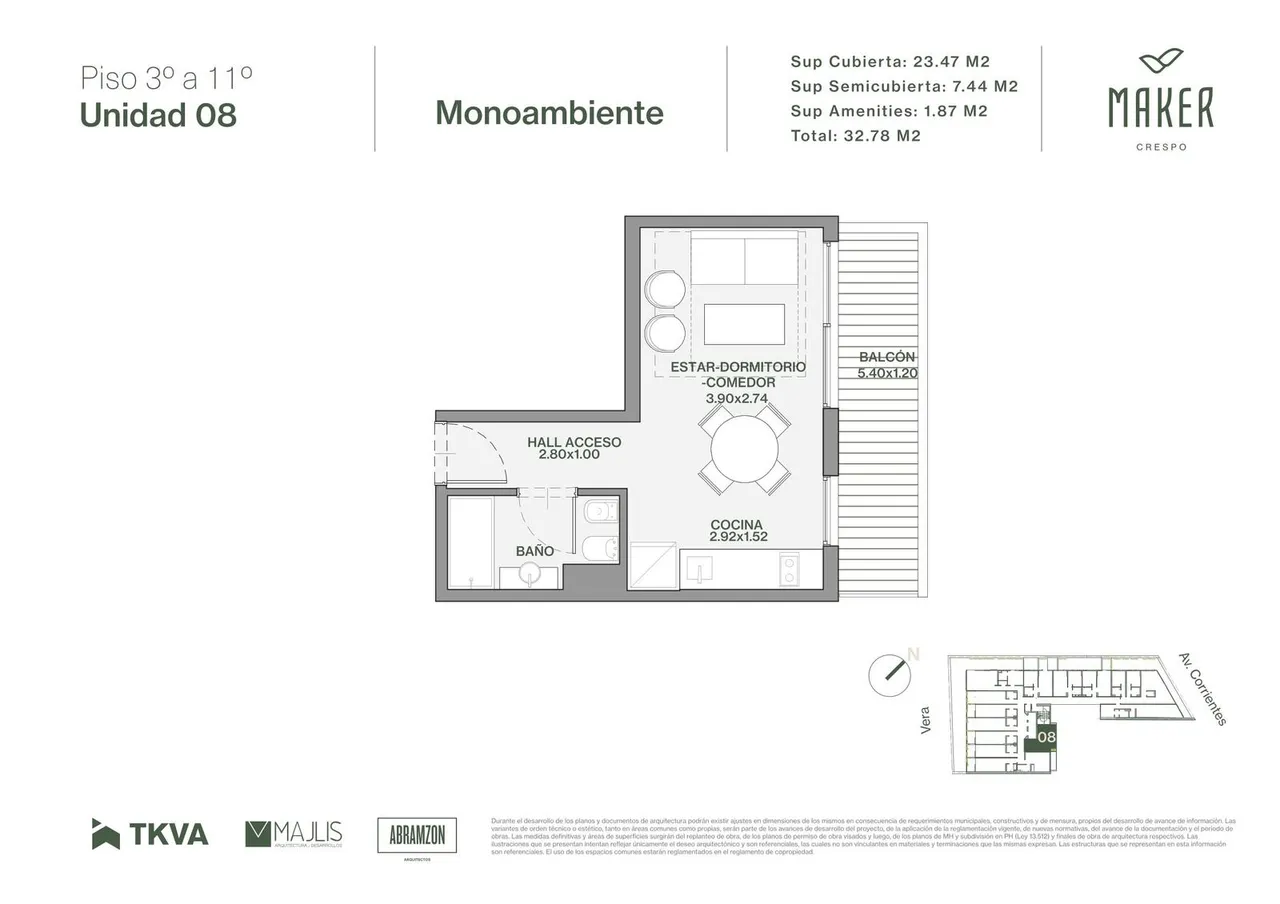 Departamento en Av. Corrientes 4800