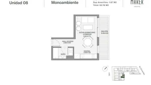 Departamento en Av. Corrientes 4800