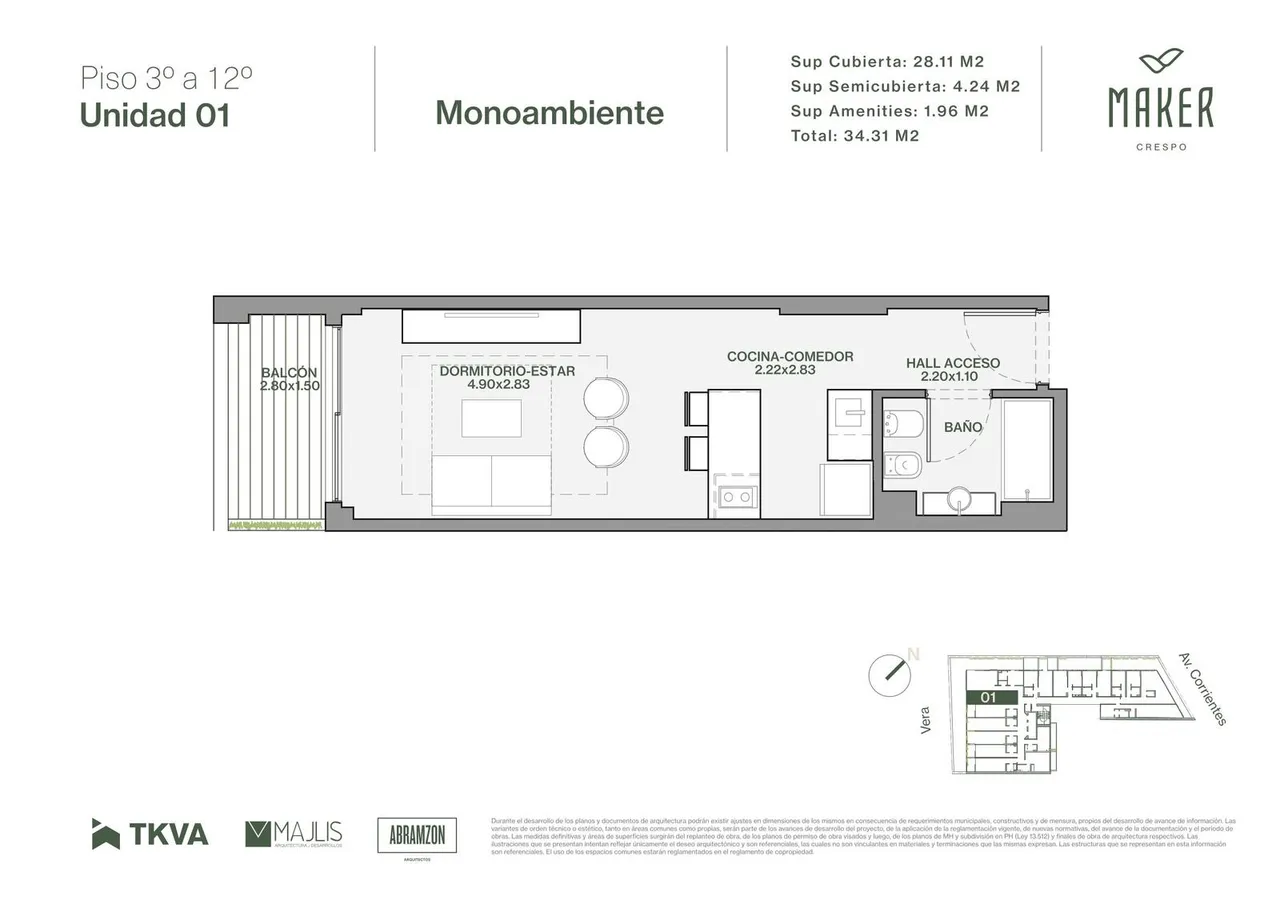 Departamento en Av. Corrientes 4800
