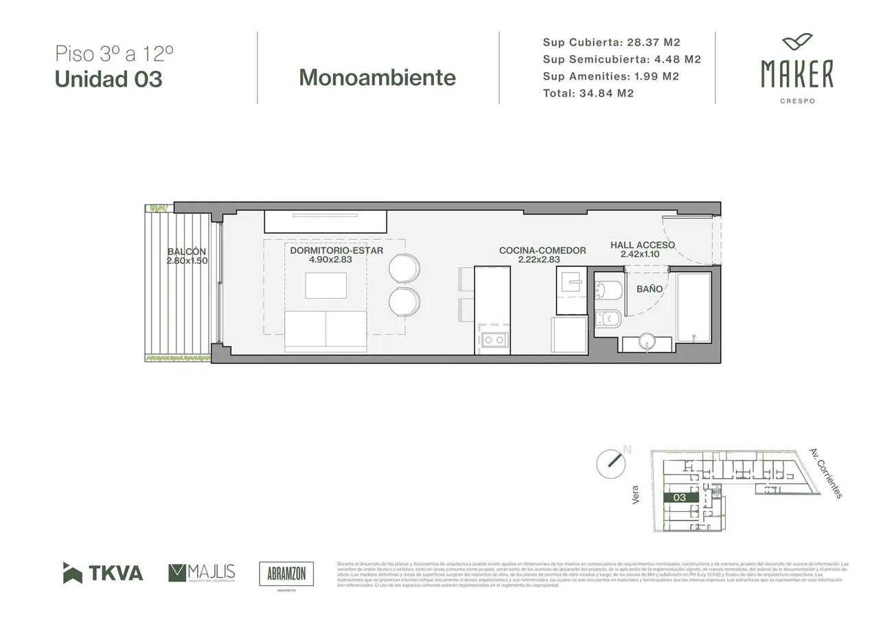 Departamento en Av. Corrientes 4800