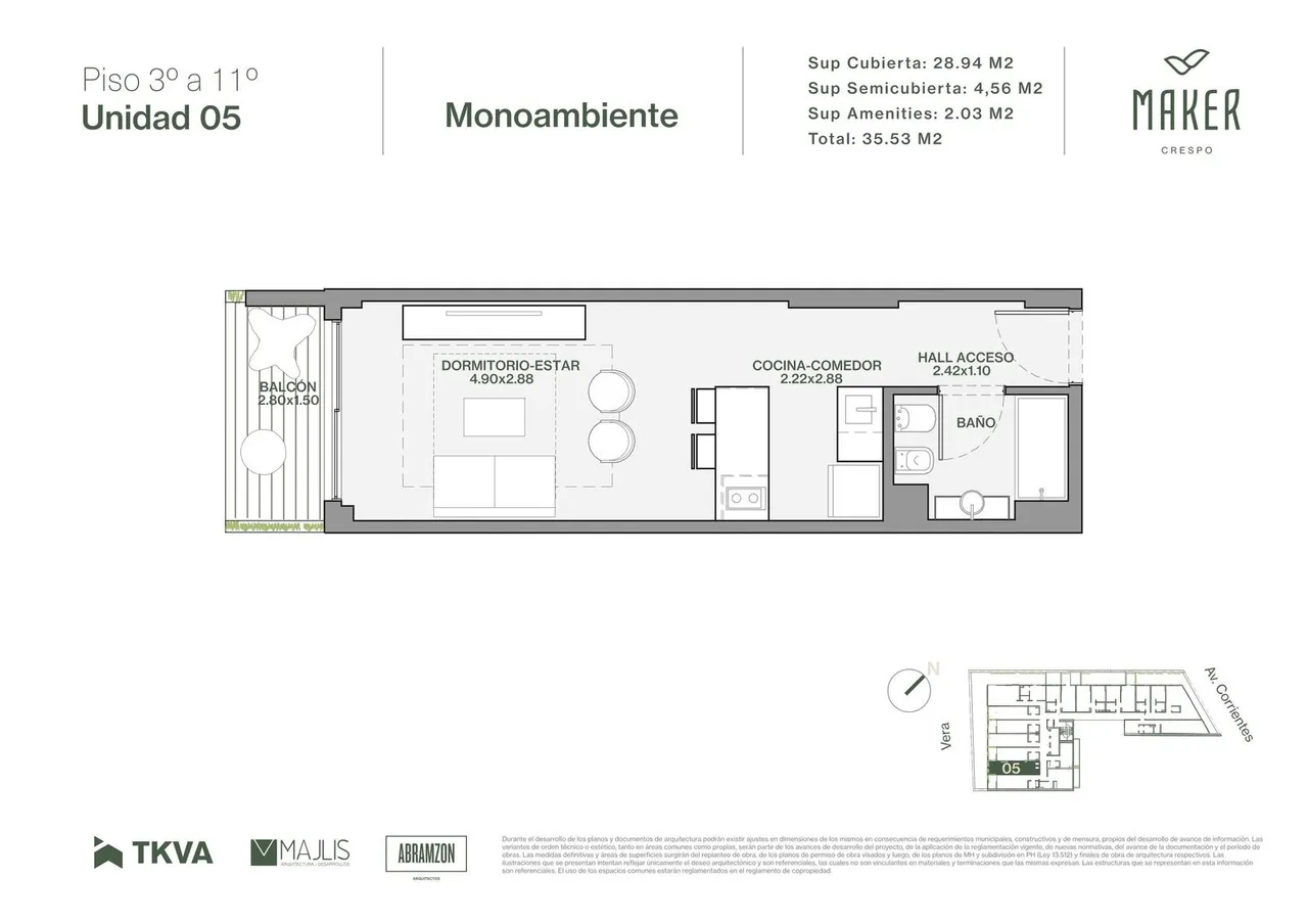 Departamento en Av. Corrientes 4800