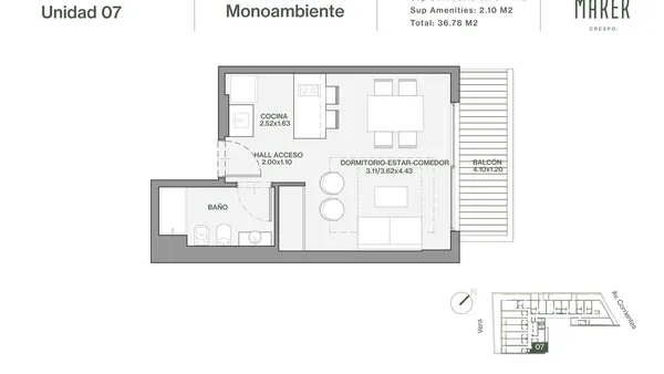 Departamento en Av. Corrientes 4800