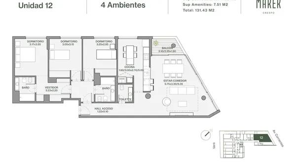 Departamento en Av. Corrientes 4800