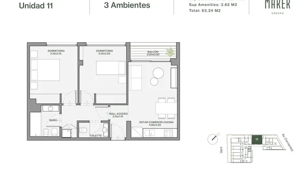 Departamento en Av. Corrientes 4800