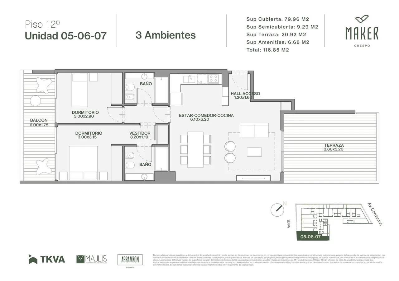 Departamento en Av. Corrientes 4800
