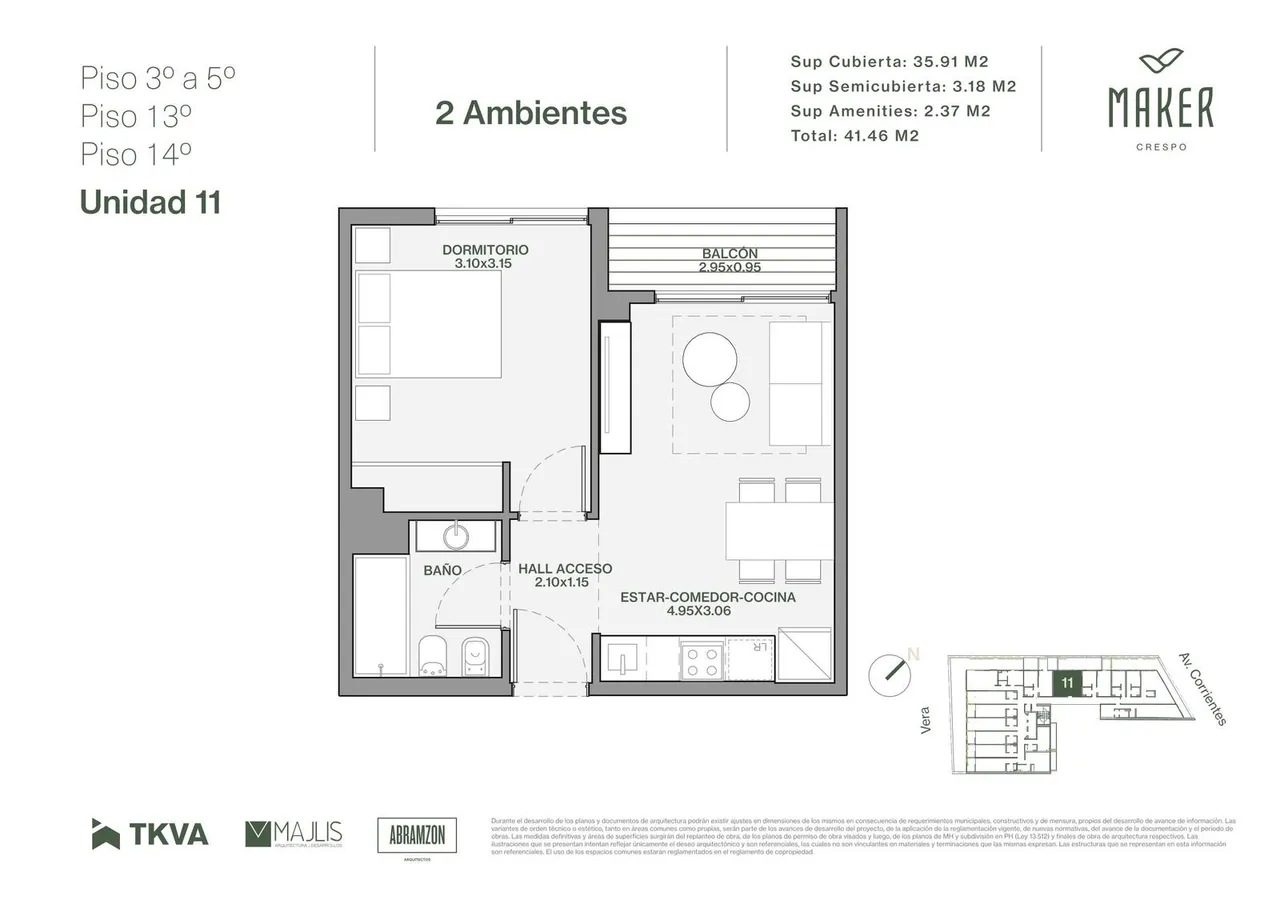 Departamento en Av. Corrientes 4800