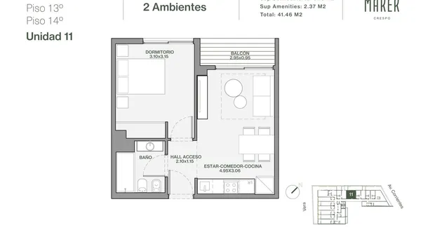 Departamento en Av. Corrientes 4800