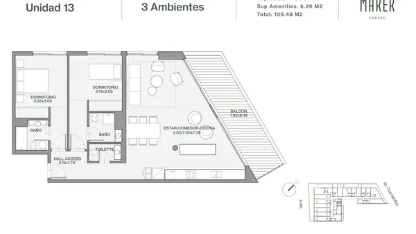 Departamento en Av. Corrientes 4800