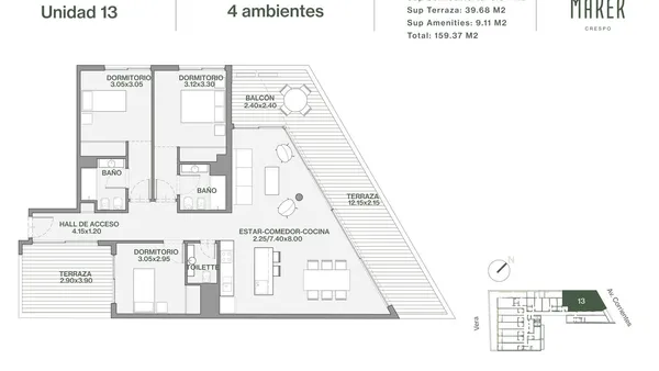 Departamento en Av. Corrientes 4800