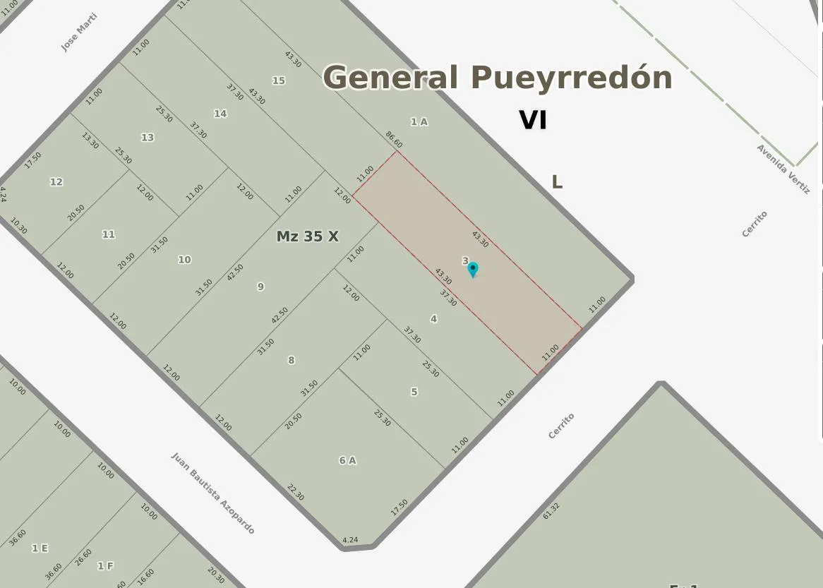 Terreno en CERRITO 1200