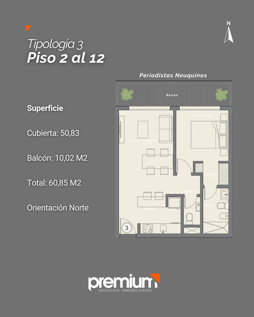 Departamento en Venta - Departamento 1 Dormitorio - Tipología 3 - Av. Argentina 794 - Neuquén Capital