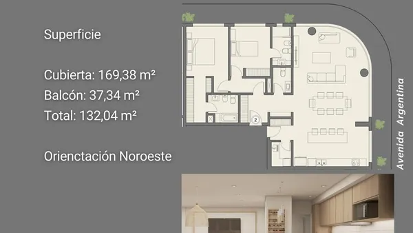 Departamento en Venta - Semipiso 2 Dormitorios - Tipología 2 - Av. Argentina 794 - Neuquén Capital