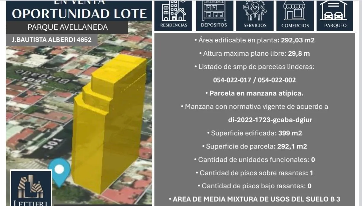 Terreno en Juan Bautista Alberdi al 4600
