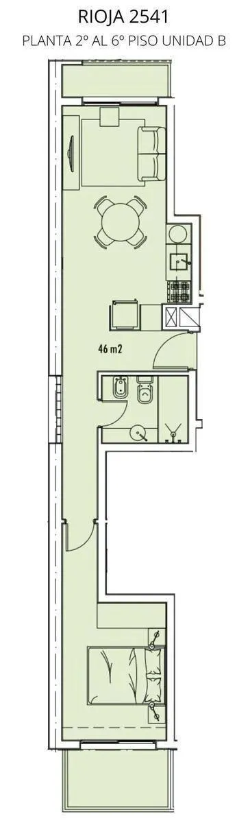 Departamento en Rioja al 2500