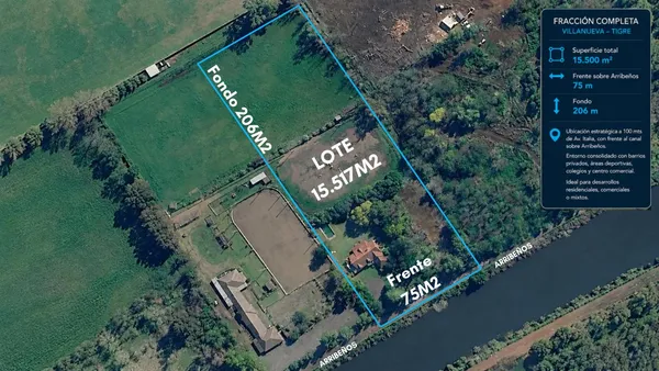 Terreno en Lote de 15.000M2 en Venta - Sobre Arribeños - Villanueva