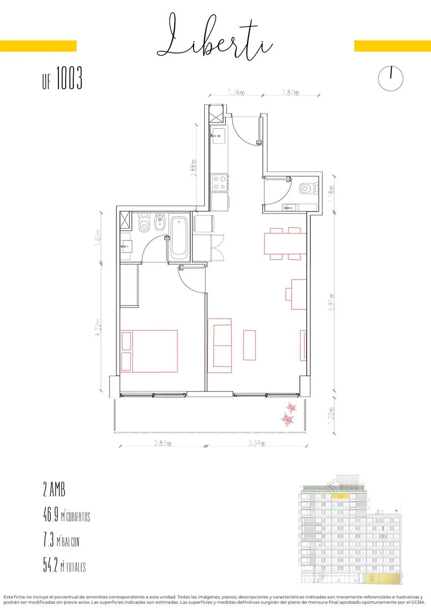 Departamento en Liberti y Regimiento Patricios