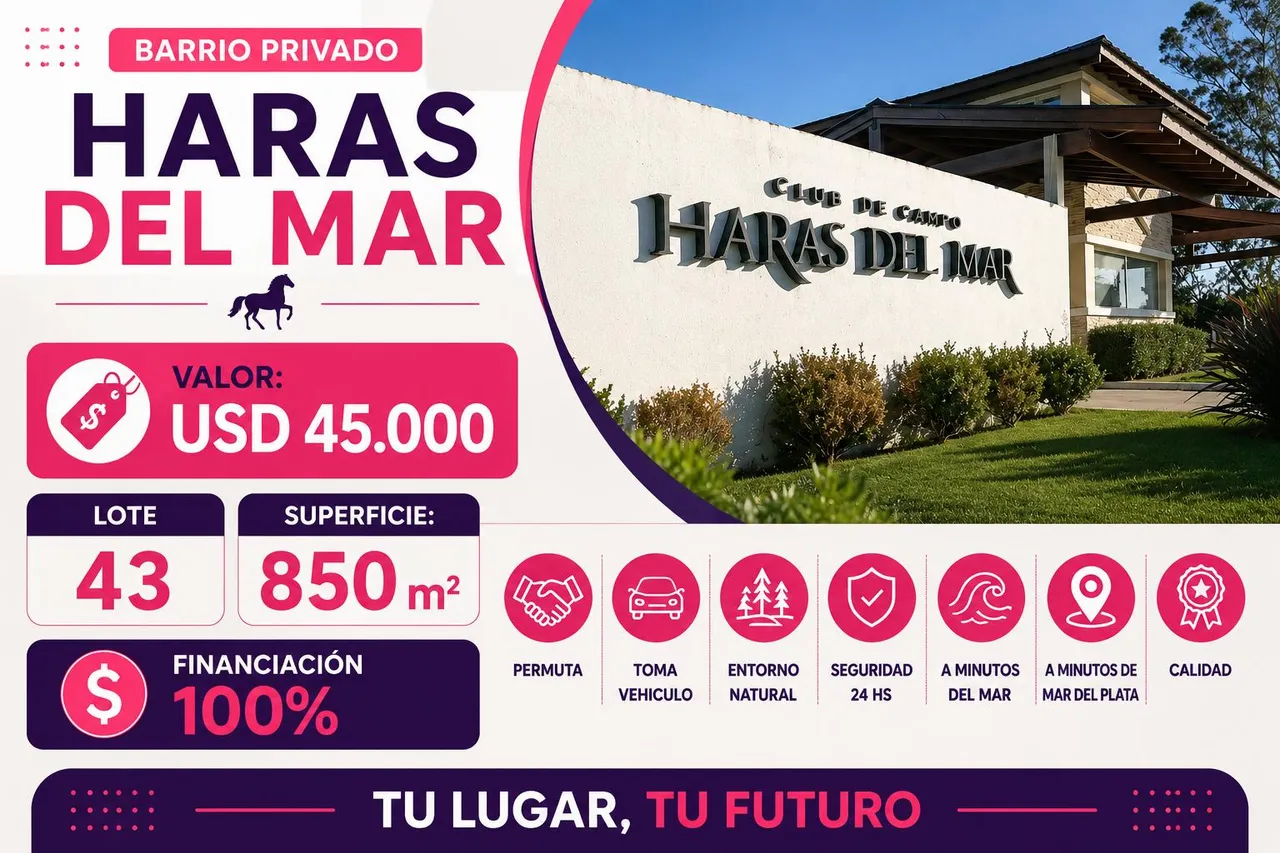 Terreno en Lote 43 Haras del Mar