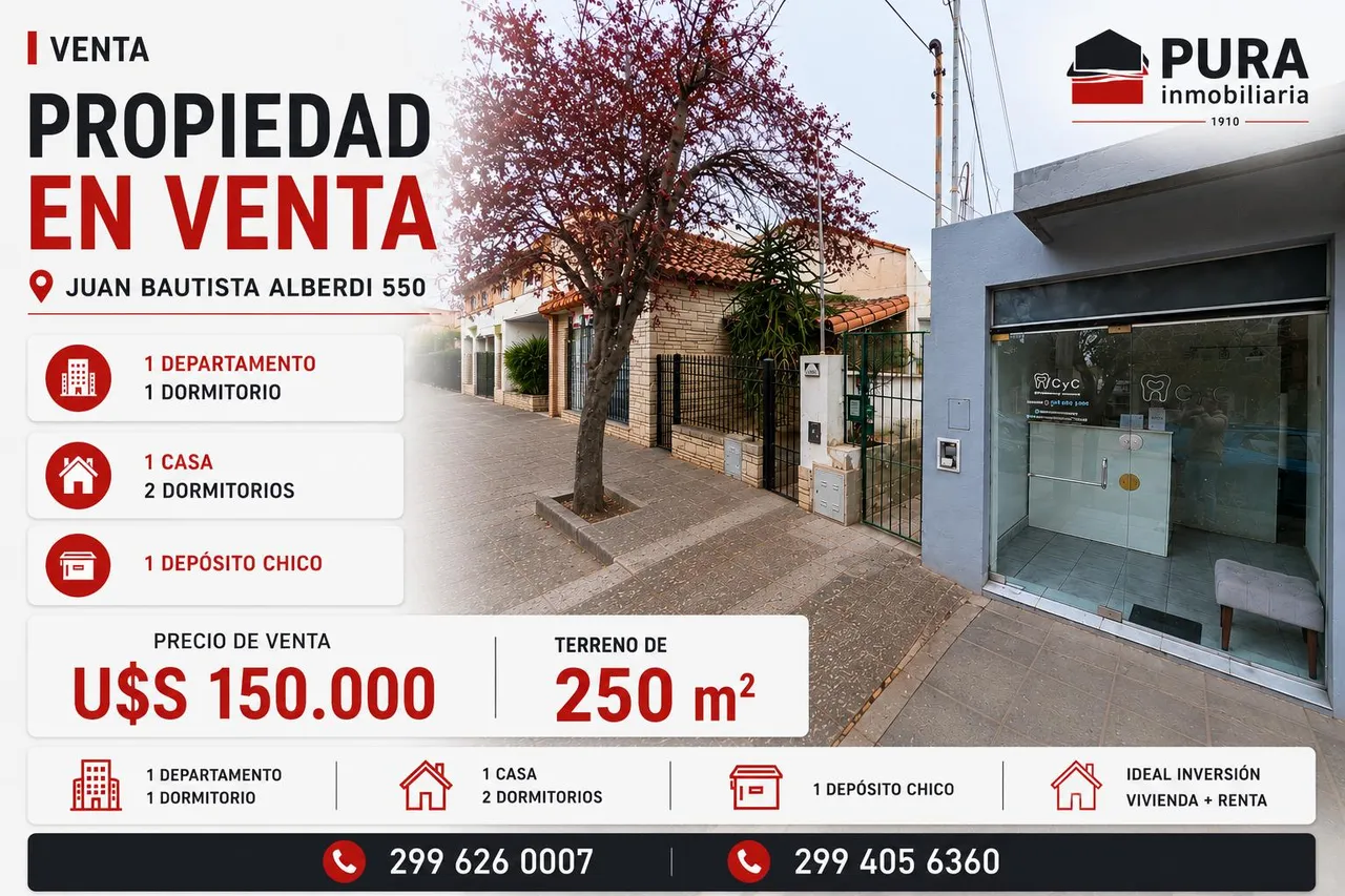 Departamento en 2 dormitorios + departamento 1 dormitorio + deposito, Juan Bautista Alberdi 550