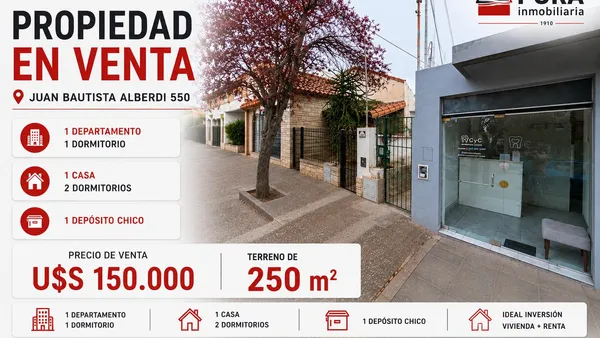 Departamento en 2 dormitorios + departamento 1 dormitorio + deposito, Juan Bautista Alberdi 550