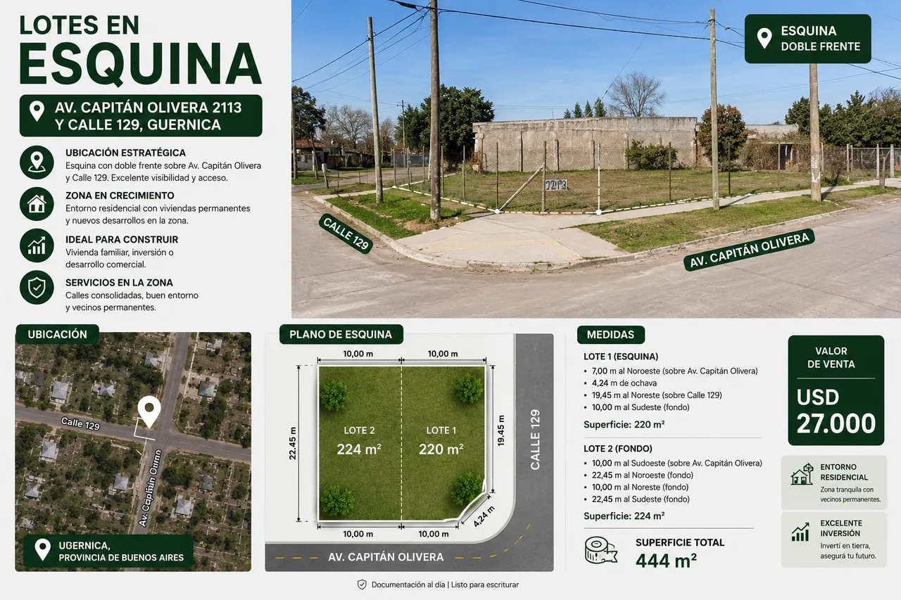 Terreno en Av. Capitan Olivera y Calle al 100