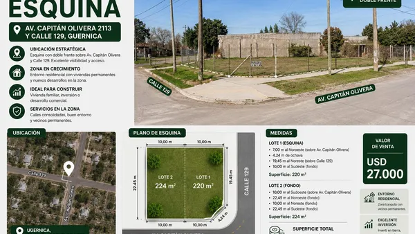 Terreno en Av. Capitan Olivera y Calle al 100