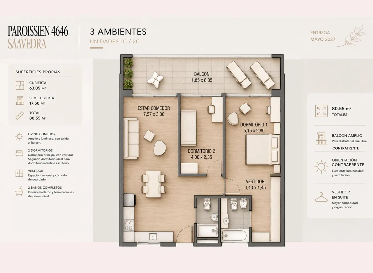 Departamento en PAROISSIEN al 4600