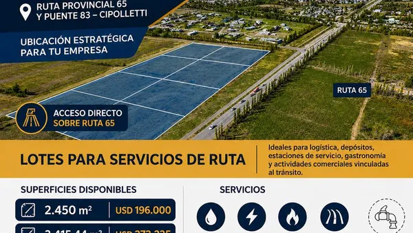 Terreno en Lote Industrial Frente a Ruta 65