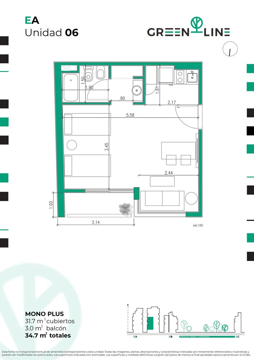 Departamento en Sarmiento 4200