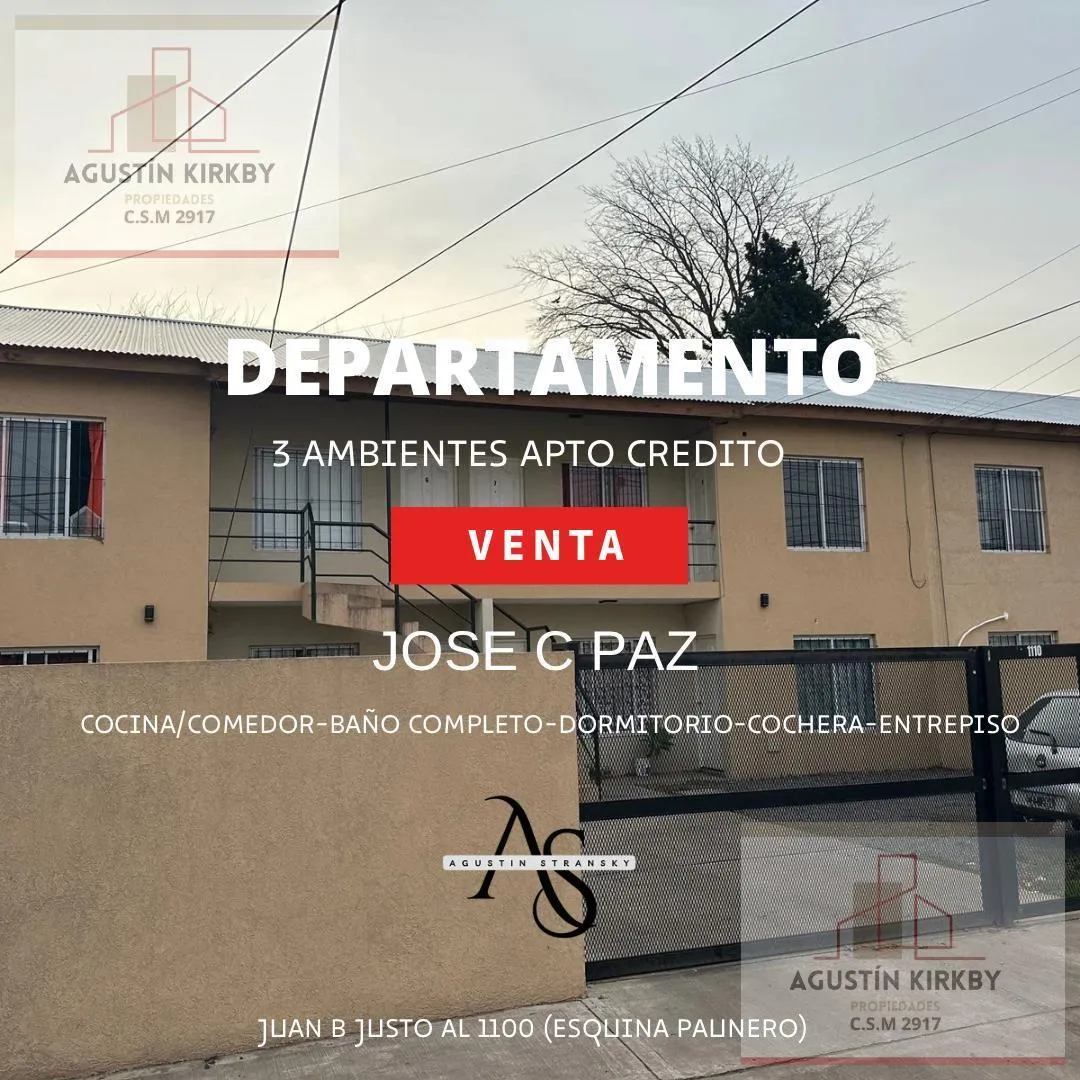 Departamento en JUAN B JUSTO al 1100 esquina PAUNERO J.C.PAZ