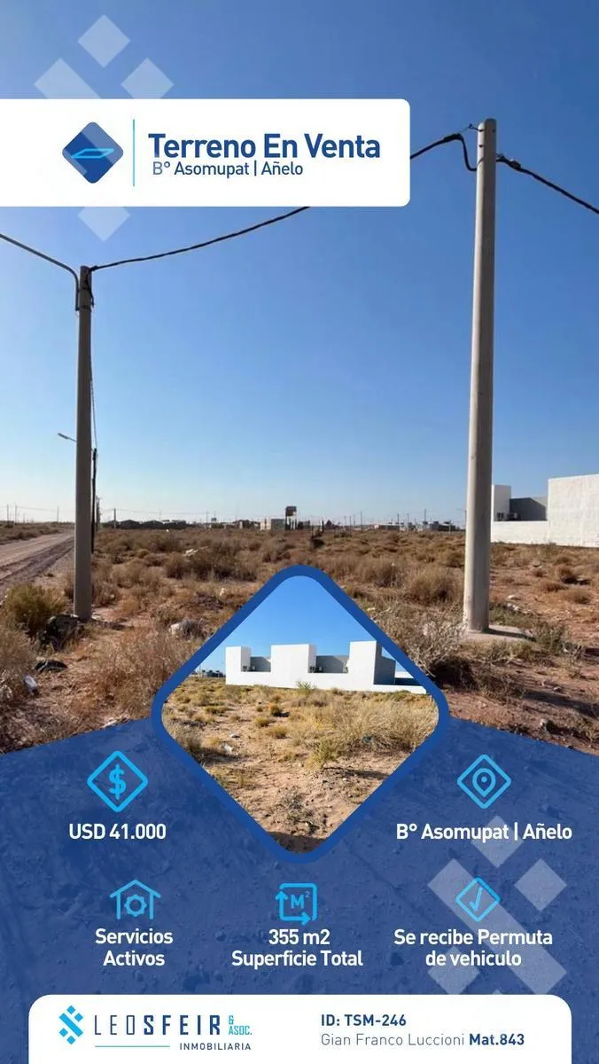 Terreno en En Venta | Lote de 355 m2 | Barrio Asomupat | Añelo | Neuquén