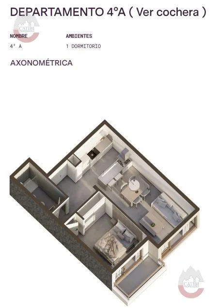Departamento en Depto. de 2 Amb. a Estrenar en el Centro de Bariloche | Financiación y Renta en USD | Umbral 1 – Unidad 4°A (VER COCHERA)