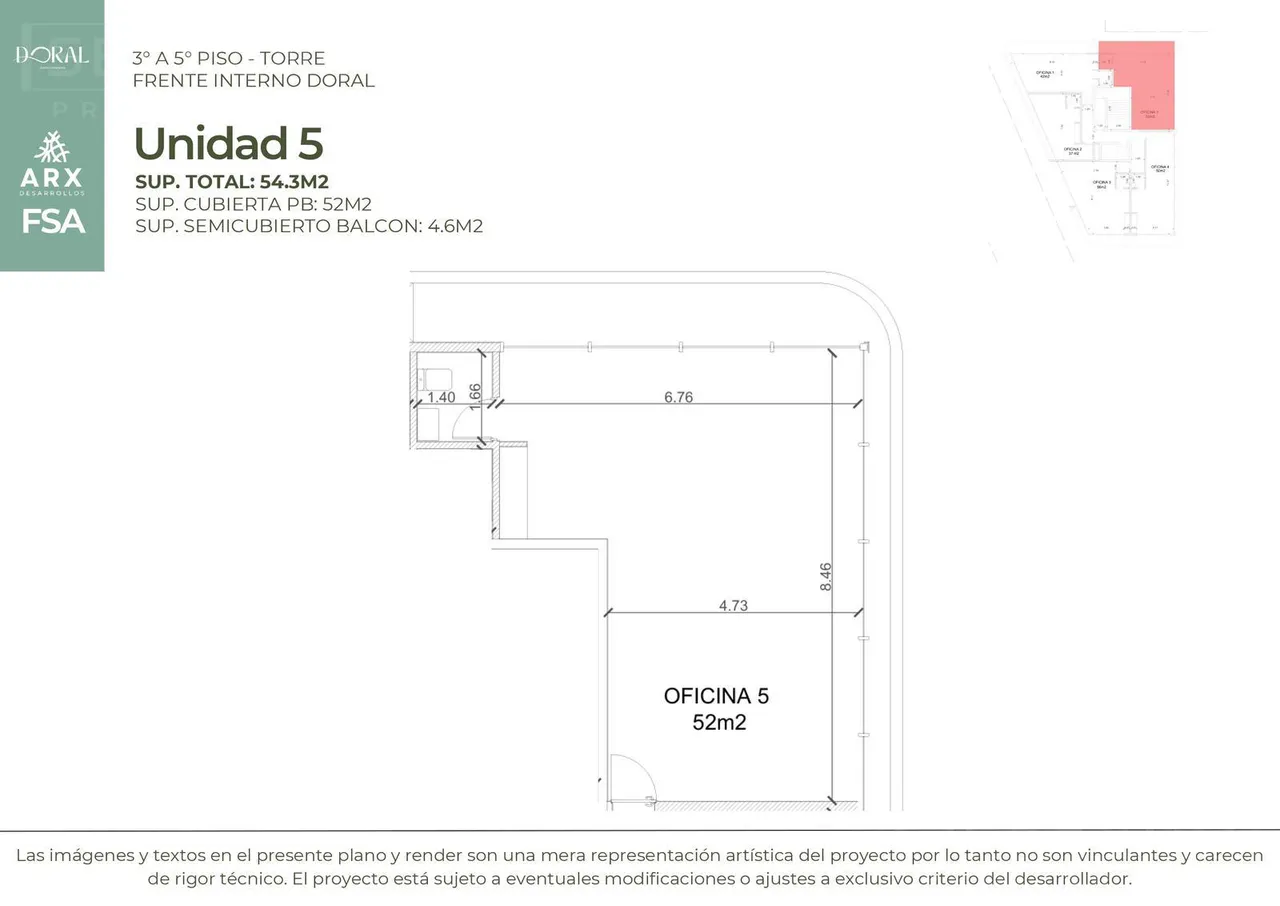 Edificio en MGA. oficina con frente interno Doral Centro Comercial,Avda Italia al 4000 , Villanueva