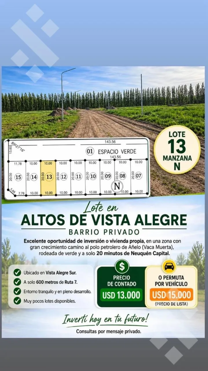 Terreno en Altos de Vista Alegre - Lote 13 Mza N